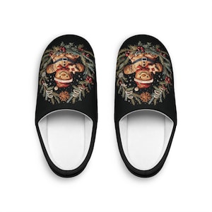 Women&#39;s Slippers, Christmas Gingerbread Cookie Cozy Warm Home Slipper Gift For Holiday, Holiday Indoor Shoes, Festive Winter Footwear, Cute