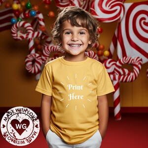 Kids Bella Canvas 3001 Yellow Kids Shirt Mockup Bundle Boys T-Shirt Mock up Yellow Xmas Mockup Toddler Tshirt Mock Ups Tshirt Mockup Bundle
