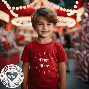 Kids Bella Canvas 3001 Red Kids Shirt Mockup Bundle Boys T-Shirt Mock up Red Christmas Mockup Youth Tshirt Mock Ups Tshirt Mockup Bundle