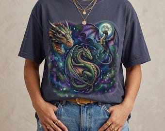 Mystical Dragon Moon T-shirt | Dragon Fantasy Moon Tee