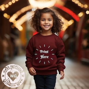 Youth Gildan 18000B Sweatshirt Mockup Maroon Gildan Mockup Kids Mockup Kids 18000 Gildan Mockup Bundle Gildan Kids Christmas Holiday Mock Up