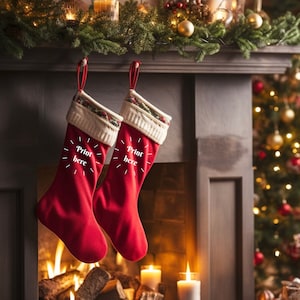 Christmas Stocking Mockup Present Mockup Drawstring white Stocking Bag Festive Winter Photo Holiday Mockup JPG Digital Download