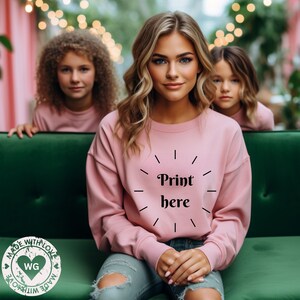 Mommy Light Pink Mockup Gildan 18000 Sweatshirt Mockup Light Pink Sweatshirt Mock Up Gildan Mockup Sweatshirt Mockups Sweatshirt Mockup