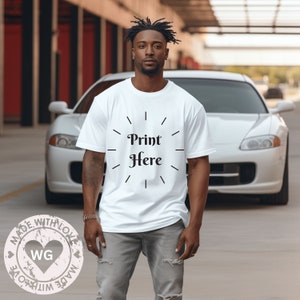 Comfort Colors C1717 White Shirt Mockup, White T-shirt Mockup,  Real Male Model, C1717 Tshirt Model Mock, Simple Neutral Aesthetic Mockup