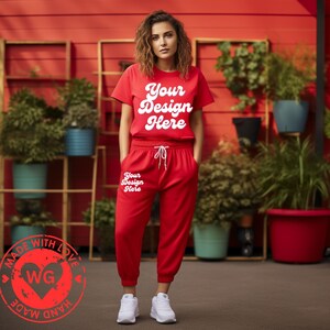 Red gildan sweatpants sale