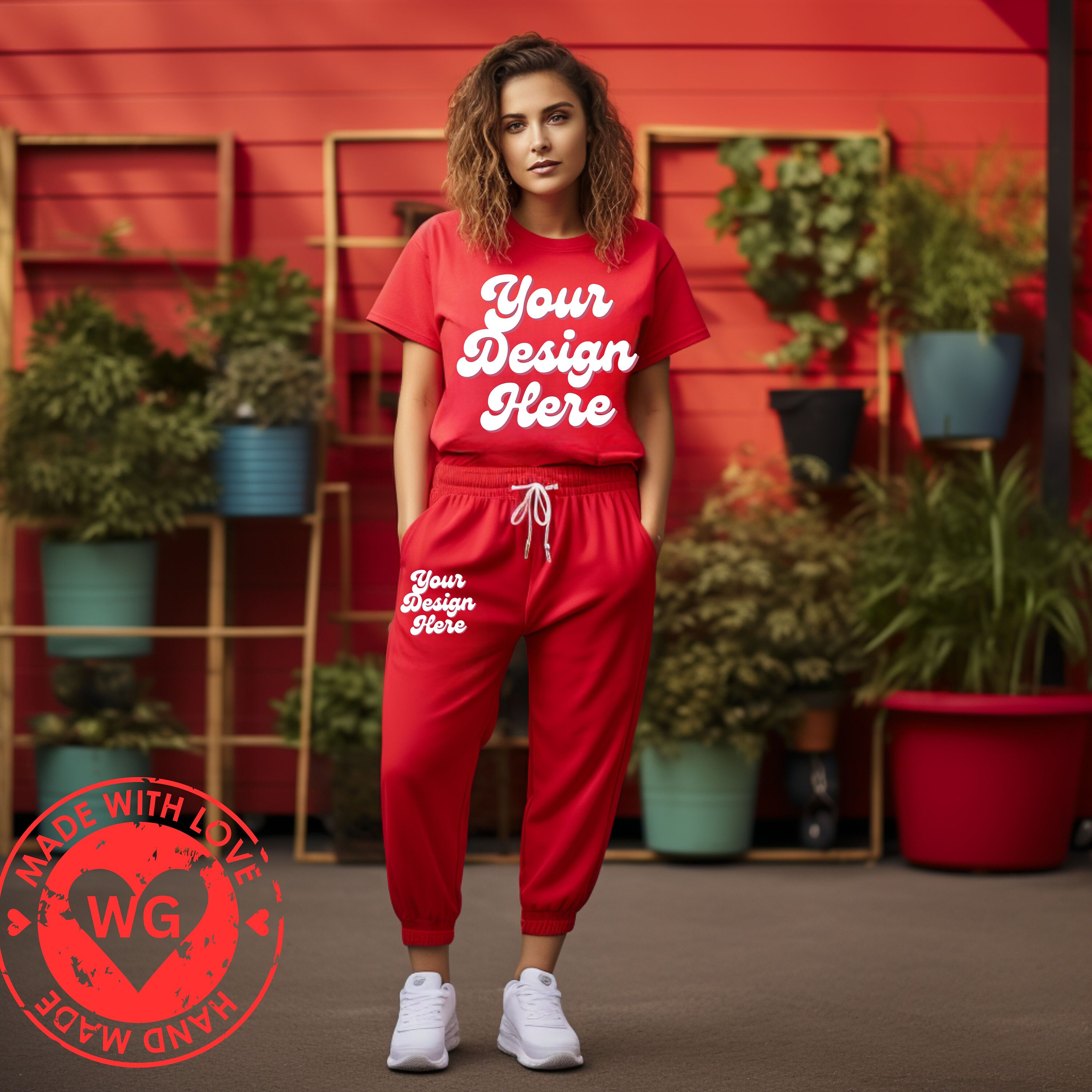 Red Sweatpants Streetwear, Baggy Black Red Pants