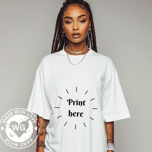 Comfort Colors C1717 White Shirt Mockup White T-shirt Mockup Female Model Mock C1717 Tshirt Model Mock Simple Neutral Aesthetic Mockup