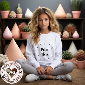 Kids Gildan 18500 White Hoodie Gildan 18500B Youth Mockup Bundle Youth Sweatshirt Mock up Gildan Casual Mockup Kids Gildan Mock up JPEG