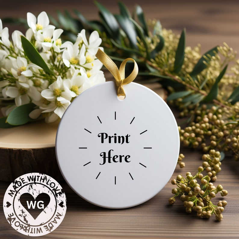 Round Gift Tag Mockup, Boho Tag Mockup, Branding Mockup, Empty Gift Tag