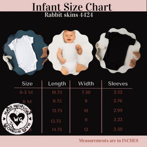 Infant Rabbit Skins 4424 Sizing Chart Mock-up, Bodysuit Sizing Guide, Sizing Chart Digital Download, Clothing Measurement Guide, 0-24 Months