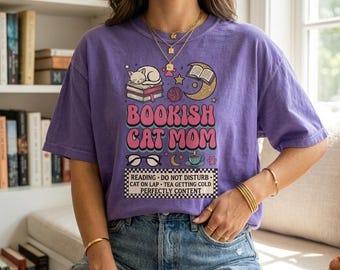 Bookish Cat Mom T-shirt | Book Lover Mom Tee, Mother's Day