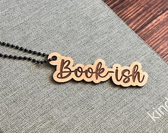 Laser Engraved Bookish Charm Keychain, Book Lover Gift