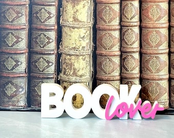 3D Printed Bookshelf Booklover Sign | Free Standing Book Nook Sign | Library Decor