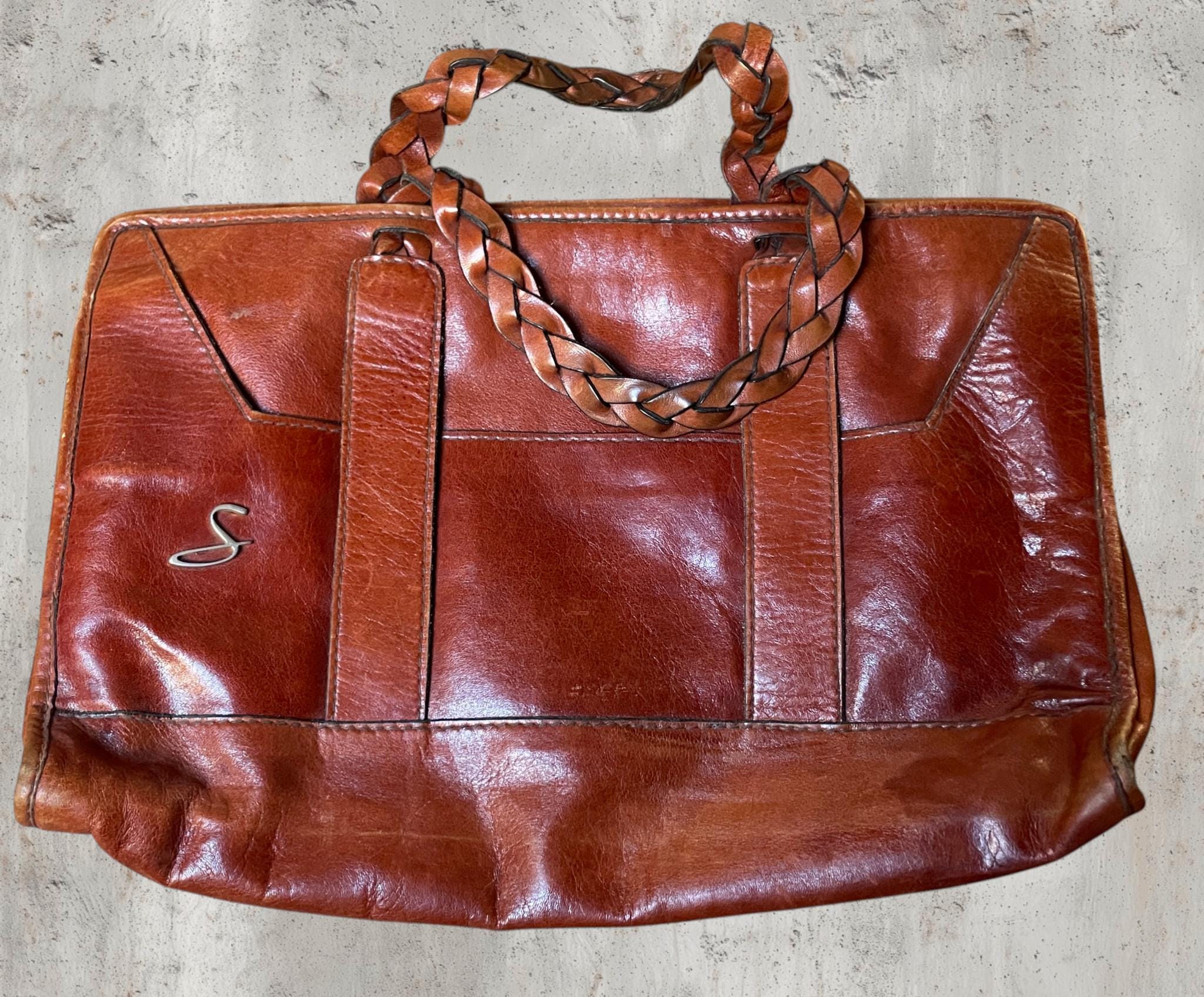 Scandiano Vintage Brown Leather Tote Bag 1970s–early 1980s