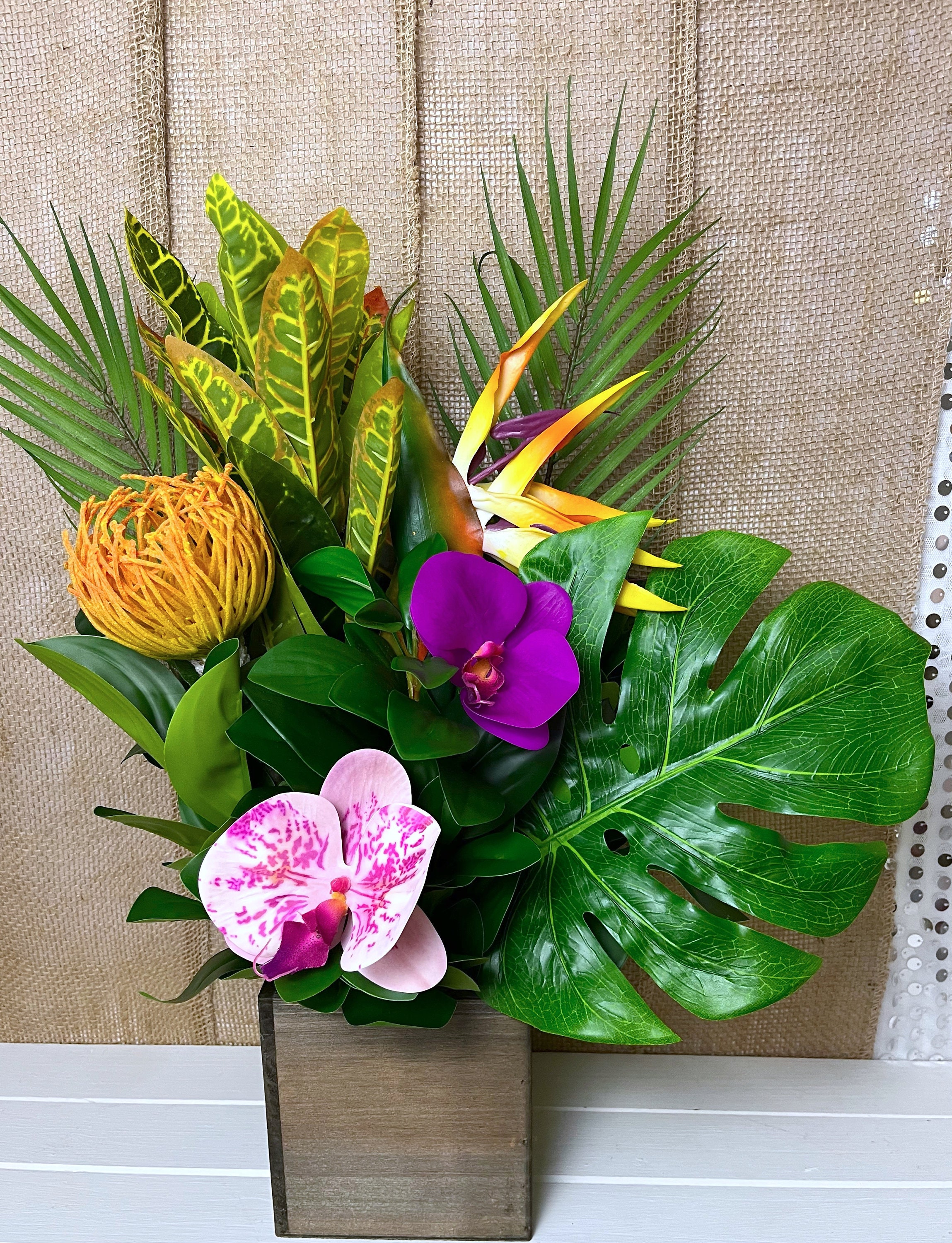Artificial Tropical Flower Arrangement Paradise Flower & Orchids — free download
