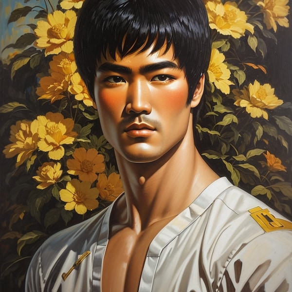 Energize Your Space with a Captivating Bruce Lee Oil Painting | Limited Edition, Various Sizes | Instant PDF Download