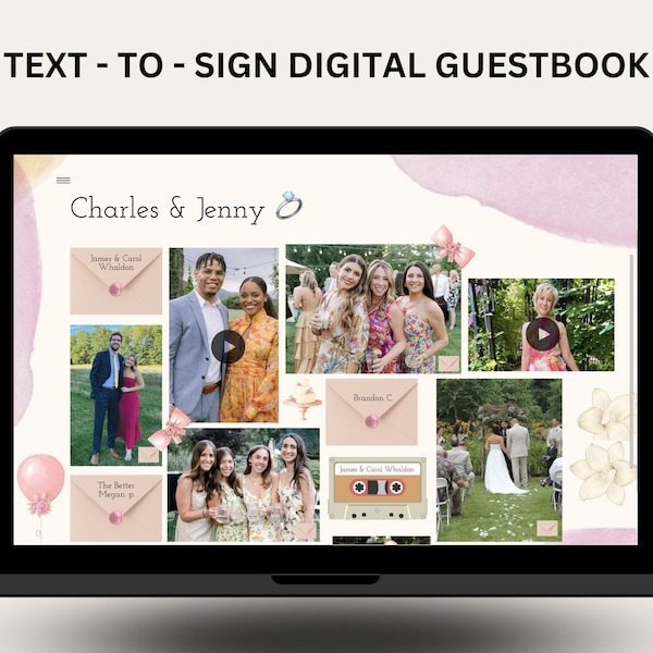 Text-To-Sign Digitales Hochzeitsgästebuch (Der einfachste Weg, Text-, Foto-, Video- und Audionachrichten an Ihrem großen Tag zu sammeln!) - 150 GÄSTE