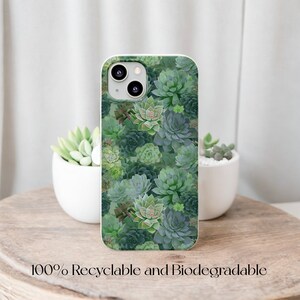 100% Biodegradable Eco-friendly Phone Case for iPhone and Samsung. Made From Bamboo. Succulents