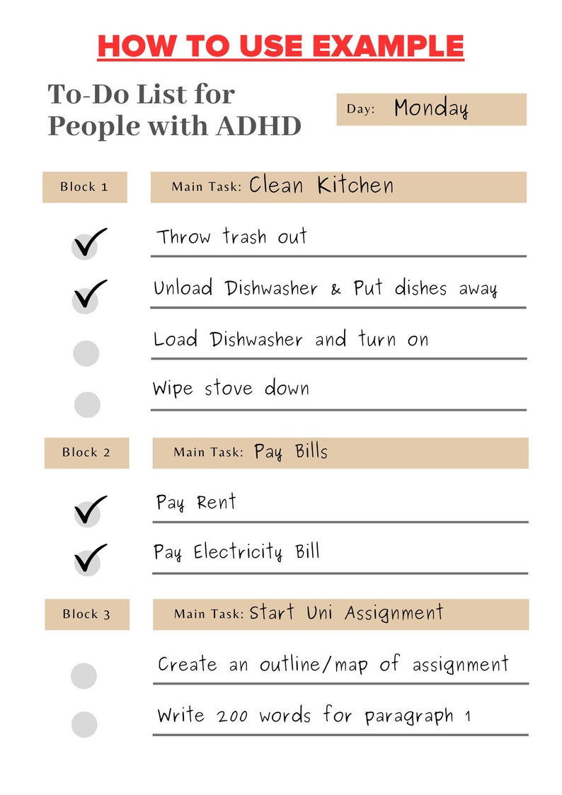 ADHD to Do List to Boost Productivity Download & Print Etsy