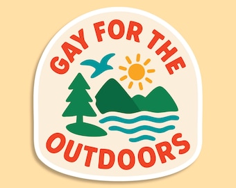 Gay For The Outdoors Sticker | LGBTQ Pride, Waterproof Vinyl