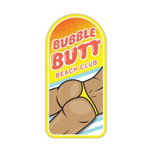 Bubble Butt Beach Club Sticker | Gay Pride Sticker | Funny Summer Accessory | LQBTQ Gift | Gift for Gay Friend | Men's Thong Sticker