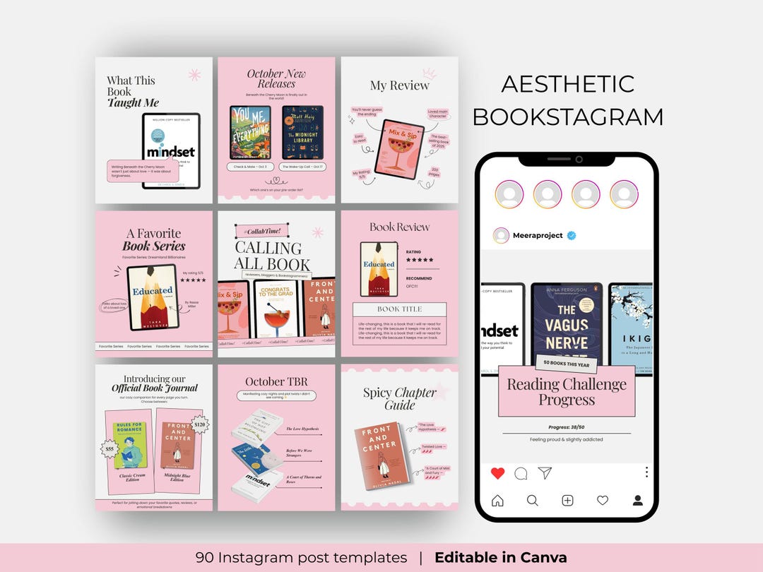 Bookstagram Canva Template Bookish Instagram Post Authors ...
