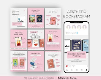Bookstagram Canva-sjabloon Bookish Instagram Post Auteurs Bookstagrammers Book Blogger Influencers Lover Book Content Creator Kit