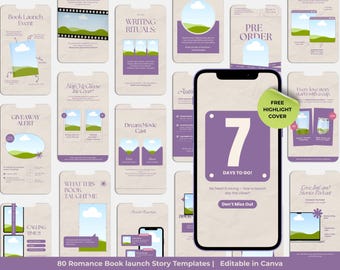 Romance Book Launch Story Template Bookish Instagram Bookstagram Social Media Author Instagram Customizable Bookstagram Template Canva