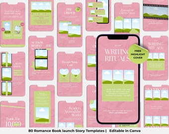 Romance Book Launch Instagram Story Templates Aesthetic Book Instagram Author Kit Reel Cover Bookstagram Template Canva Editable