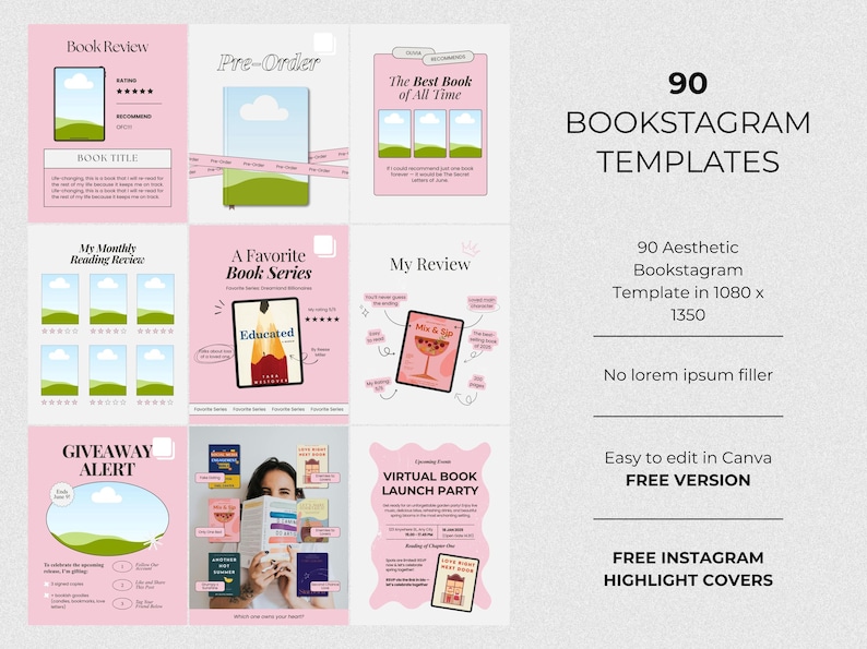 Bookstagram Canva Template Bookish Instagram Post Authors ...