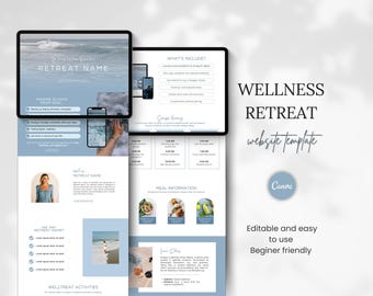 Yoga Website Template Wellness Retreat Canva Website Template Customizable Retreat Landing Page One Page Website Sales Funnel 2025
