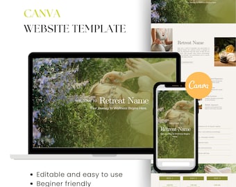 Wellness Retreat Canva Landing Page | Canva Website Template | Editable Website for Yoga, Coach, Healer, Spiritual Guide