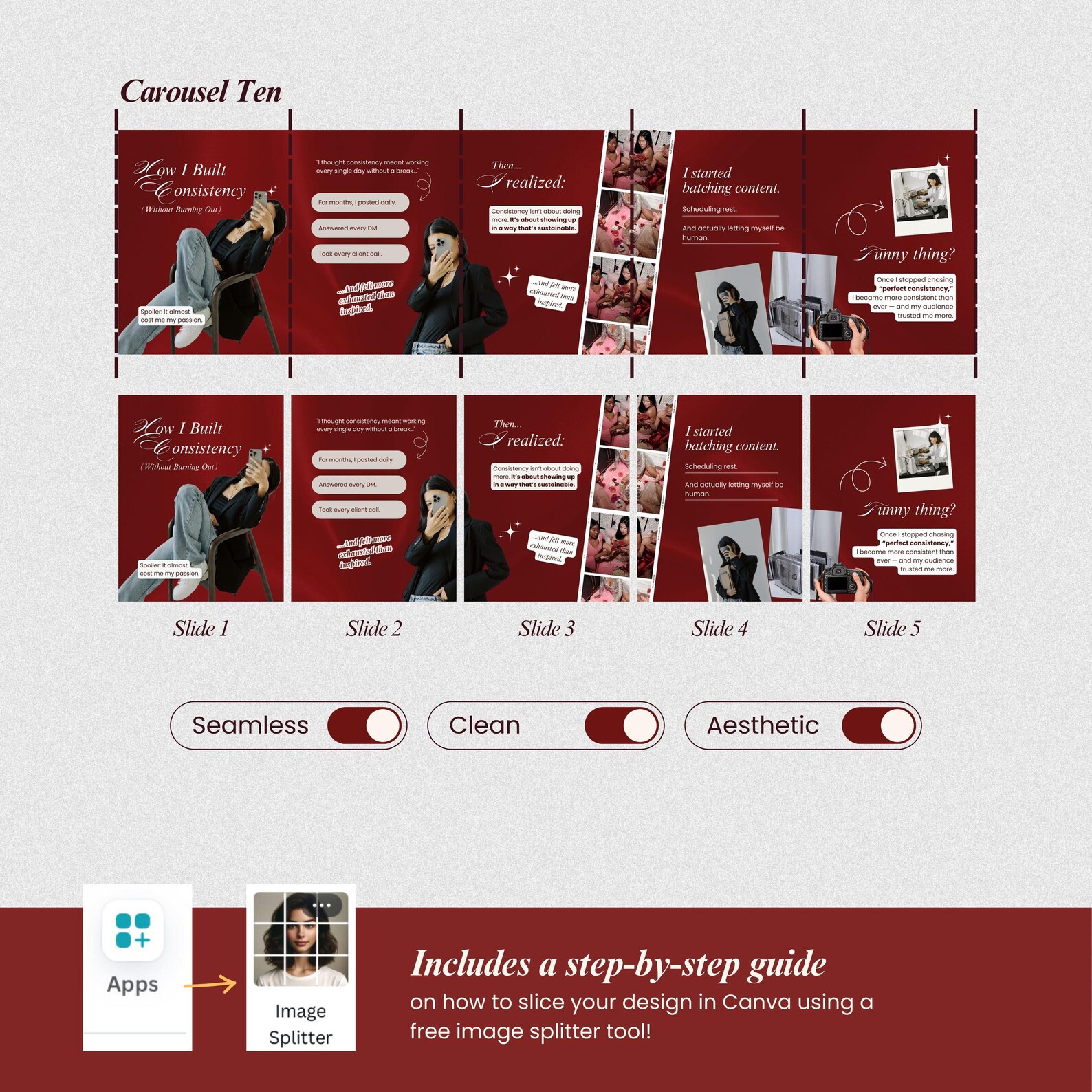 Seamless Instagram Carousel Templates Elegant Social Media Manager Bold ...
