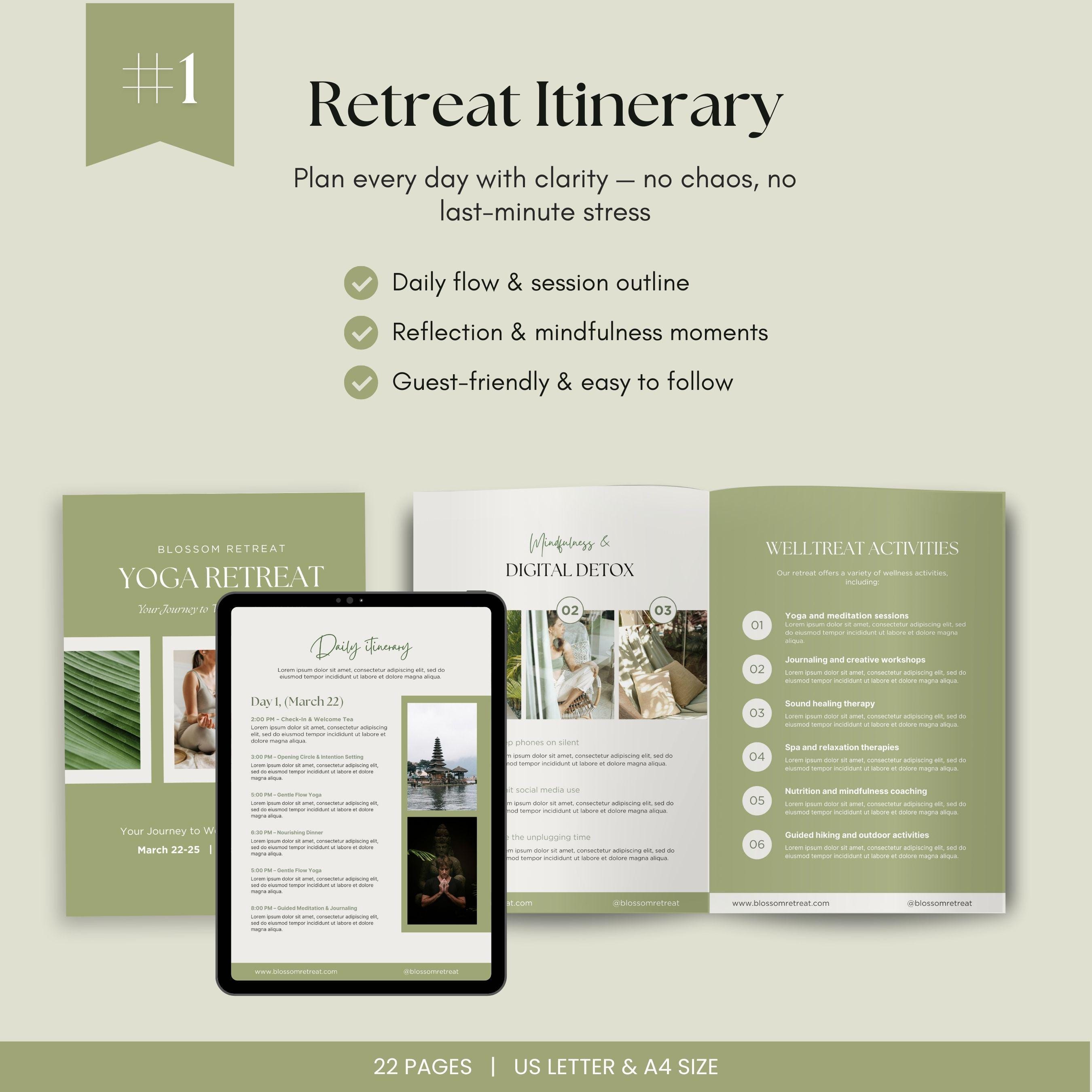 Complete Wellness Retreat Planning Bundle Editable Templates for Canva ...