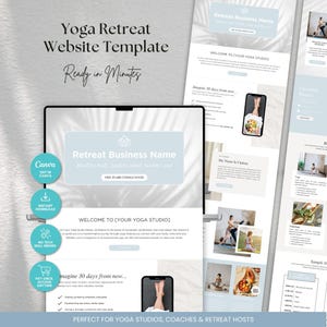 Yoga Website Template Wellness Retreat Canva Website Template Customizable Retreat Landing Page One Page Website Sales Funnel 2025