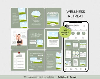 Retreat Instagram Template Wellness Retreat Instagram Post Editable Vacation Resort Template Yoga Social Media Template Canva Instagram Post