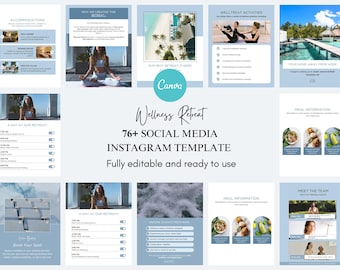 2025 Wellness Retreat Instagram Template Yoga Blogger Templates Vacation Resort Template Yoga Social Media Template Canva Instagram Post