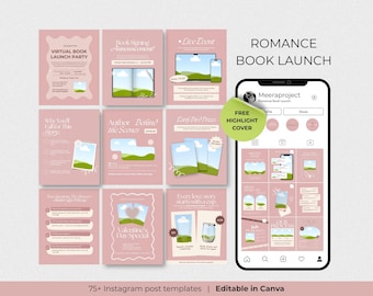 Romance Author Instagram Template Romancy Bookstagram Launch Author Instagram Post Template Pink Aesthetic Bookstagram Template