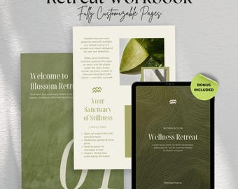Wellness Retreat Workbook Canva Template Wellness Ebook Template Yoga Retreats Editable Welcome Book