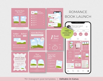 Romance Author Instagram Template Romance Book Launch Author Instagram Post Template Aesthetic Bookstagram Template Highlight Covers