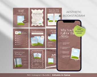 Book Instagram Bundle Canva Template Bookstagram Social Media Book Review Template Reading Instagram Author Marketing Instagram Bookish