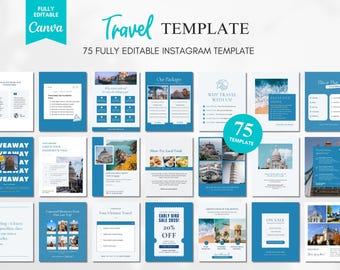 Travel Agent Social Media Template, Travel Blogger Templates, Vacation Resort Template, Travel Content, Travel Agency Marketing, Canva