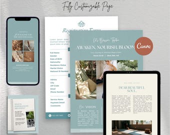 Retreat Planning Mega Bundle | Editable Templates for Canva | Editable Itinerary | Retreat Flyer | Retreat Information Package