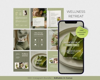 Retreat Instagram Template Wellness Retreat Instagram Post Editable Vacation Resort Template Yoga Social Media Template Canva Instagram Post