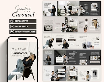 Seamless Carousel Templates | Social Media Manager Templates | Portrait Instagram Carousel Template | Bold Instagram | Neutral Beige
