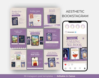 Modelo de Bookstagram Canva Livro Instagram Mídias Sociais Modelo de Resenha de Livro Leitura Instagram Autor Marketing Instagram Bookish Canva