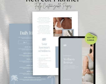 Wellness Retreat Planner Canva Template Yoga Retreat Workbook Itinerary Ebook Template Yoga Retreats Editable Welcome Book