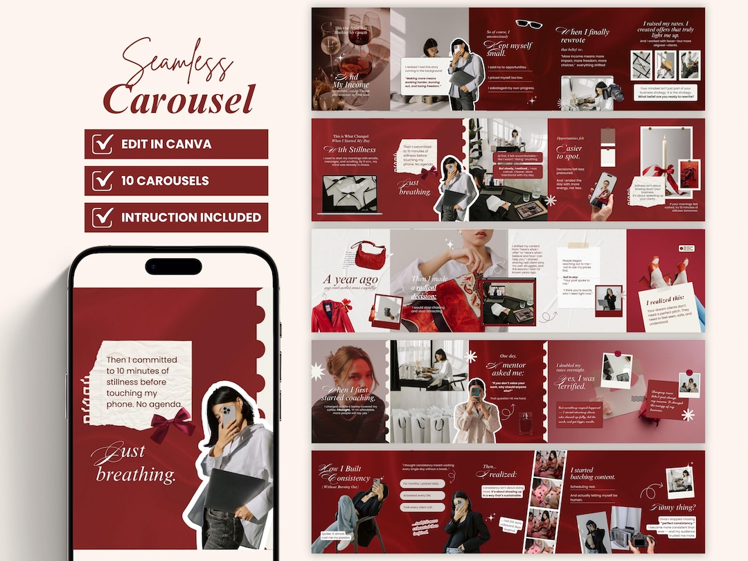Seamless Carousel Templates | Social Media Manager Templates | Portrait ...