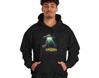 UFO Abduction Black Hoodie Take Me To Your Leader Funny Sweatshirt for Him Alien Abduction Black Hoodie Birthday Gift