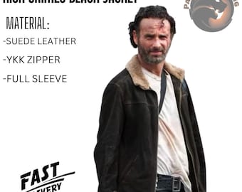 New The Walking Dead Leather Jacket Handmade Walking Dead Fur Collar Cosplay Jacket Rick Grimes Original Suede Leather Jacket